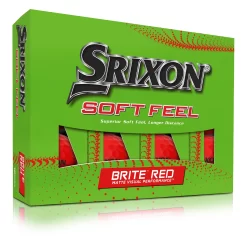 Srixon Soft Feel Brite Matte Color Golf Balls -Golf Equipment SOFTFEELBriteRed13 Package FLIP reflection