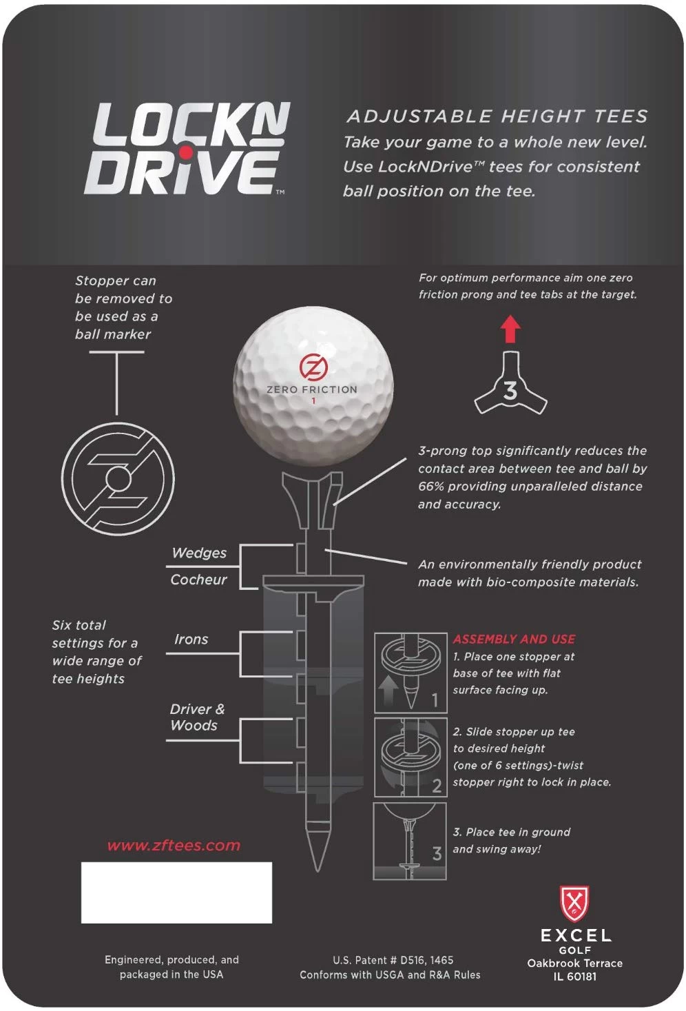 Zero Friction Lock N Drive 3-Prong Golf Tees (3-1/4 Inch, White, Pack Of 18) 2 Zero Friction Lock N Drive 3-Prong Golf Tees (3-1/4 Inch, White, Pack Of 18) - Image 2