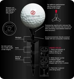 Zero Friction Lock N Drive 3-Prong Golf Tees (3-1/4 Inch, White, Pack Of 18) 5 Zero Friction Lock N Drive 3-Prong Golf Tees (3-1/4 Inch, White, Pack Of 18) -Golf Equipment Zero Friction Lock N Drive 3